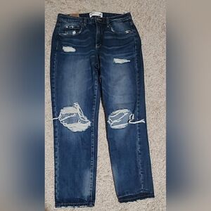 Garage Dark Blue Distressed Boyfriend Jeans